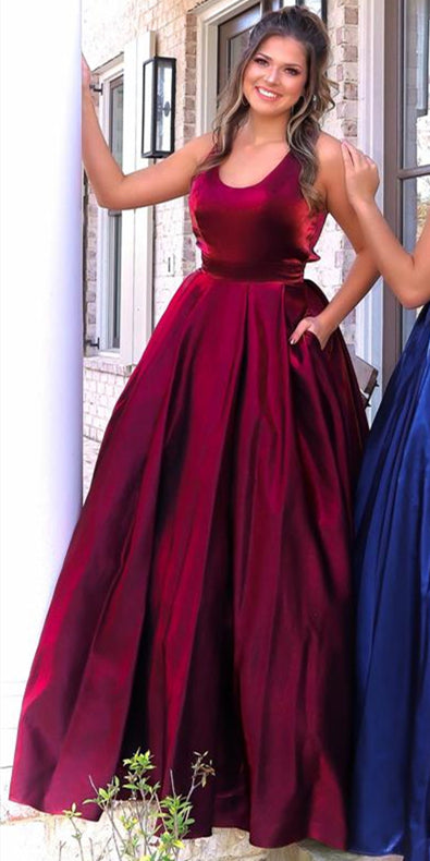 Lovely Long A-line Elastic Taffeta Prom Dresses. 2021 Prom Dresses, Affordable Prom Dresses