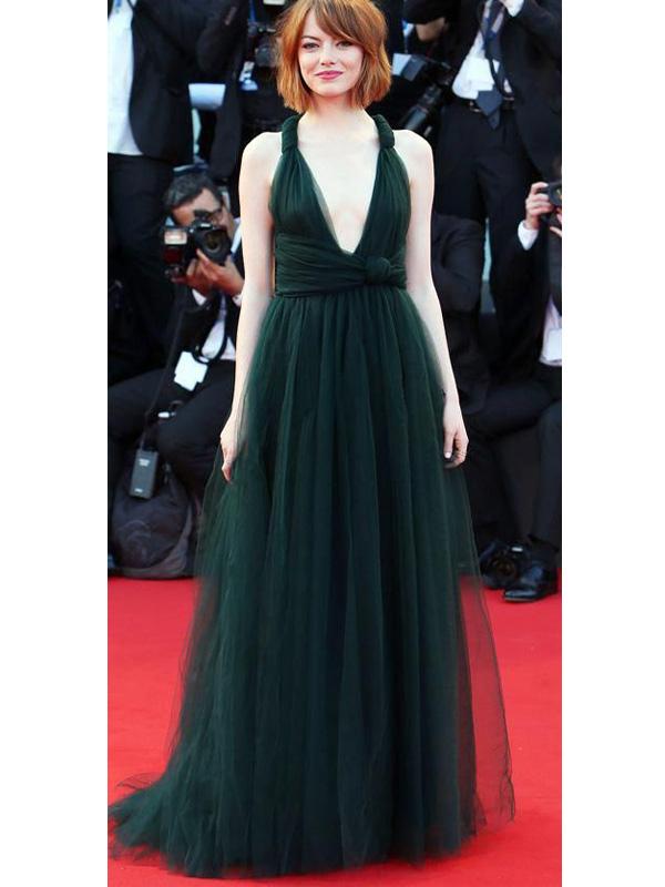 Convertible Long A-line Emerald Green Tulle Prom Dresses