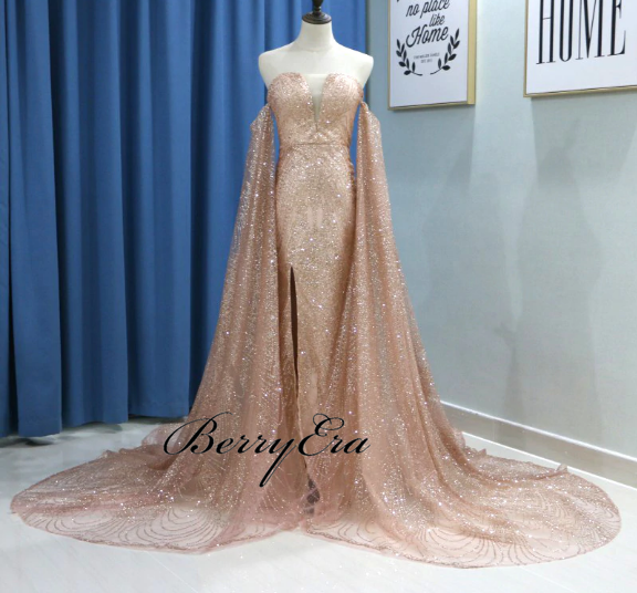 Luxury Sequin Tulle Long Prom Dresses, Formal Evening Dresses
