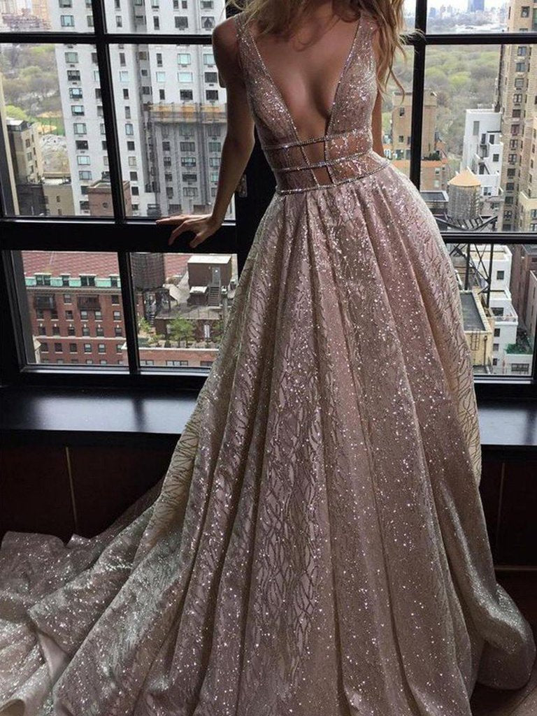 Luxury Sequin Tulle Long A-line Prom/Wedding Dresses