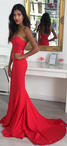 Sweetheart Long Mermaid Red Prom Dresses, Sexy Mermaid Prom Dresses, 2020 Long Prom Dresses