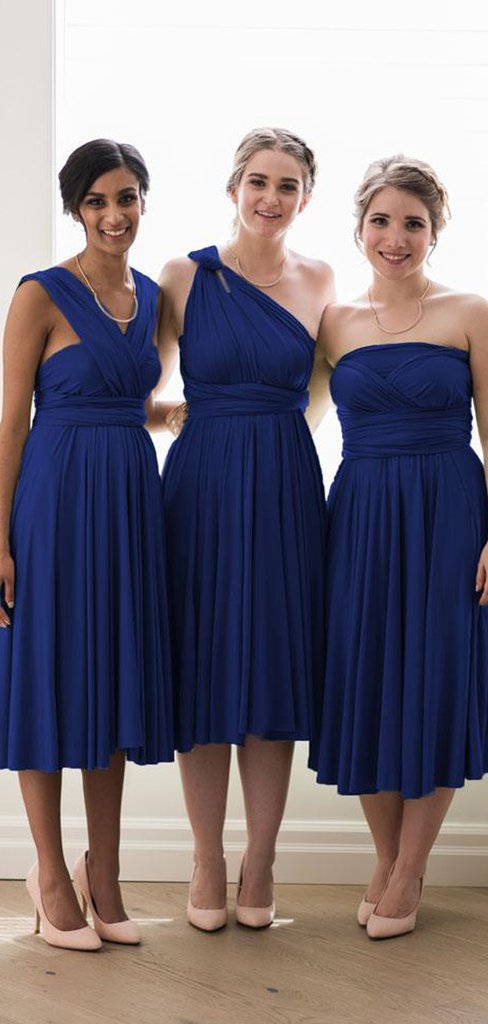Royal blue Jersey Short Bridesmaid Dresses