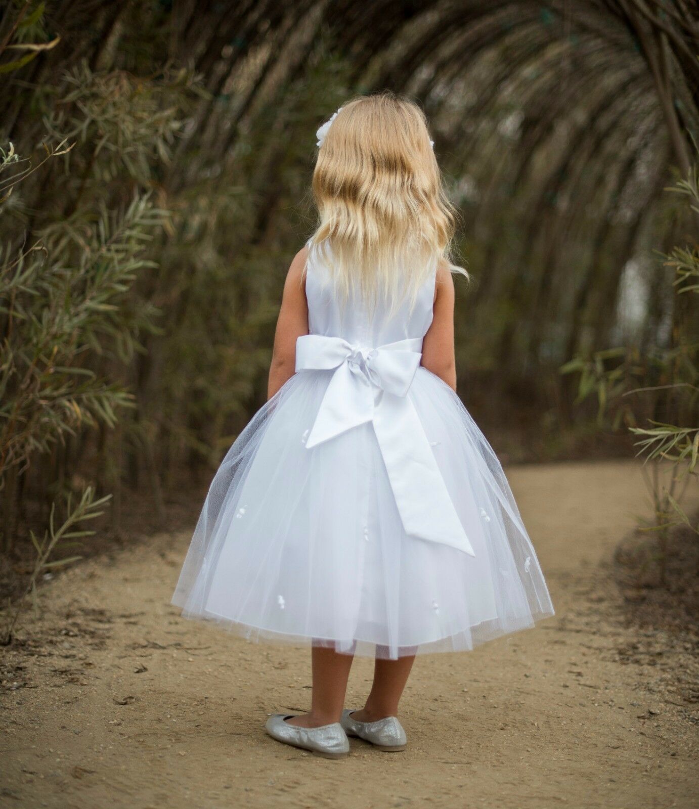 White Satin Top Tulle Flower Girl Dresses, Cute Flower Girl Dresses, Little Girl Dresses