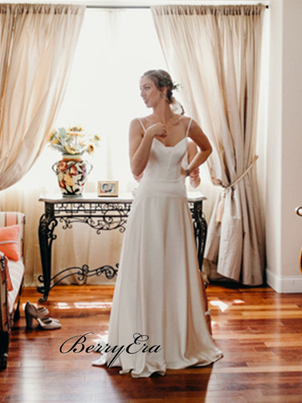 Simple Spaghetti Straps Wedding Dresses, Popular Cheap Bridal Gowns