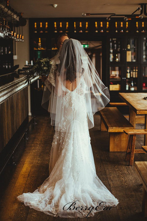 2019 New Long Sleeves Lace Wedding Dresses, Fantastic Backless Wedding Dresses