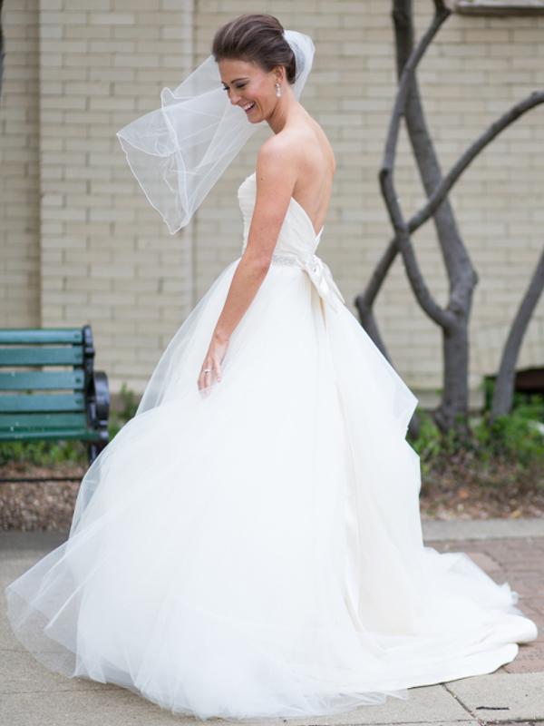 Sweetheart Long A-line Tulle Beaded Waist Wedding Dresses