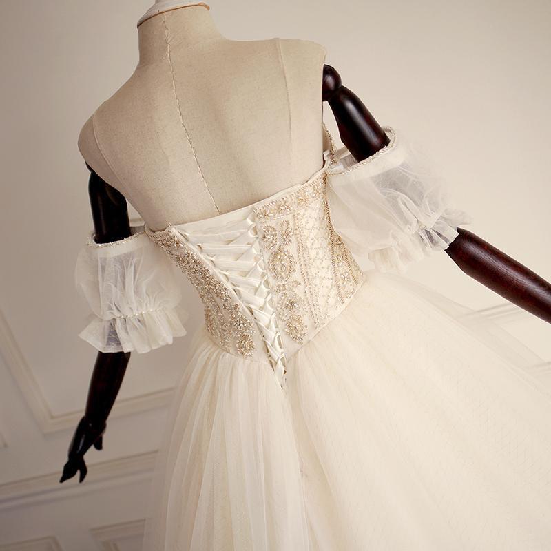 Sweetheart  Beaded Long A-line Wedding Dresses
